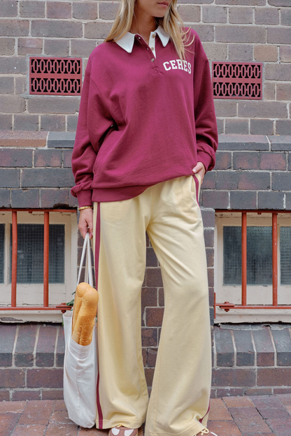 Ceres Life Wren Rugby Sweat - Washed Burgundy/White Heritage Logo