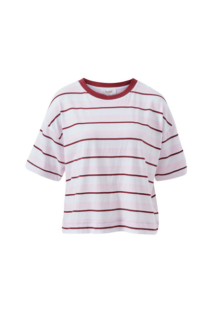 Ceres Life Brea Boxy Tee - Sunfaded Pink/Mulberry Stripe