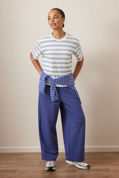 Ceres Life Stevie Slouchy Tee- White/Seafoam stripe