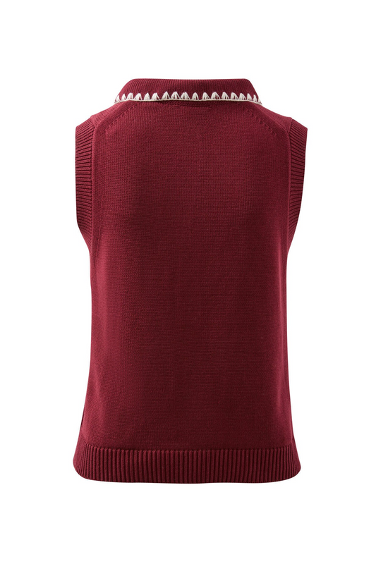 Ceres Life Cora Collared Button Knit - Pomegranate