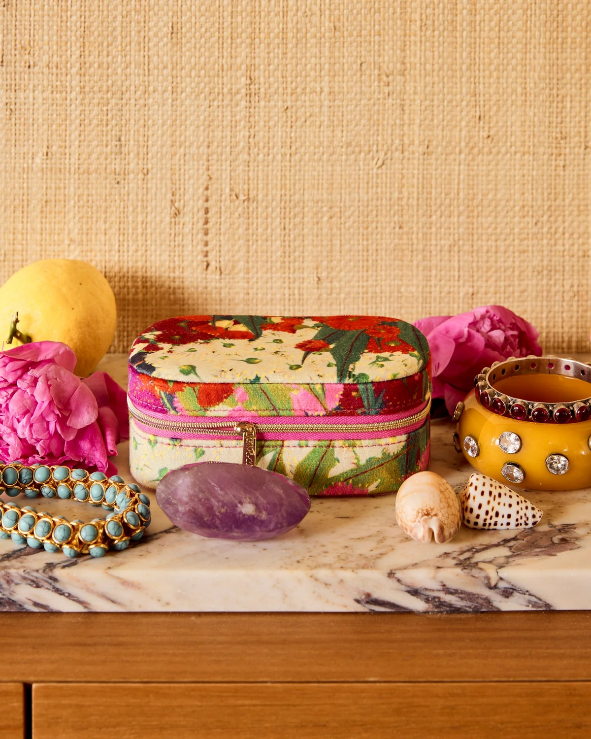 Kip and Co Australian Bush Blossom Travel Velvet Jewellery Box