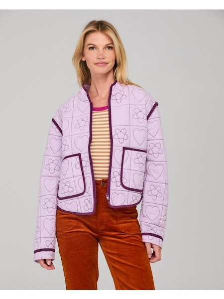 Boom Shankar Women's Quilted Jacket - Orchid Heart Print