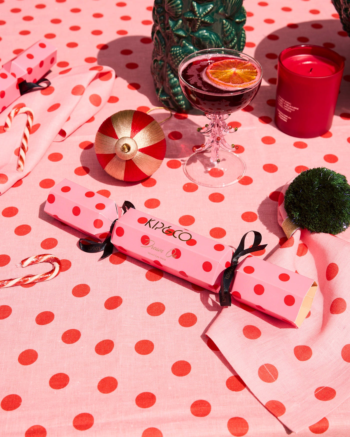 KIP AND CO Polkadot Pink Eco Satin Eye Mask