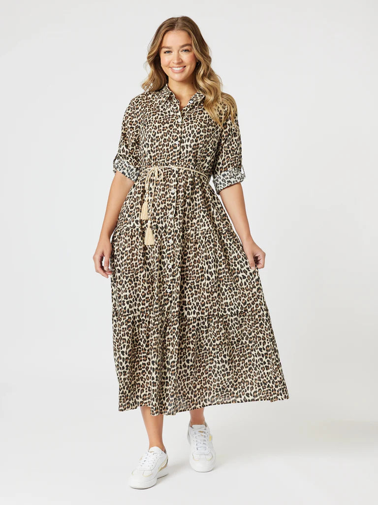 Threadz Le Marais Button Up Print Dress - Animal