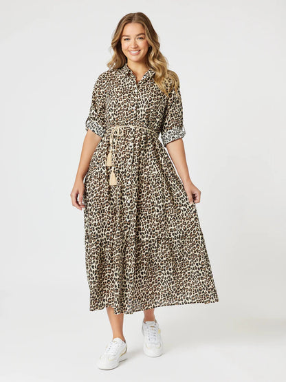 Threadz Le Marais Button Up Print Dress - Animal