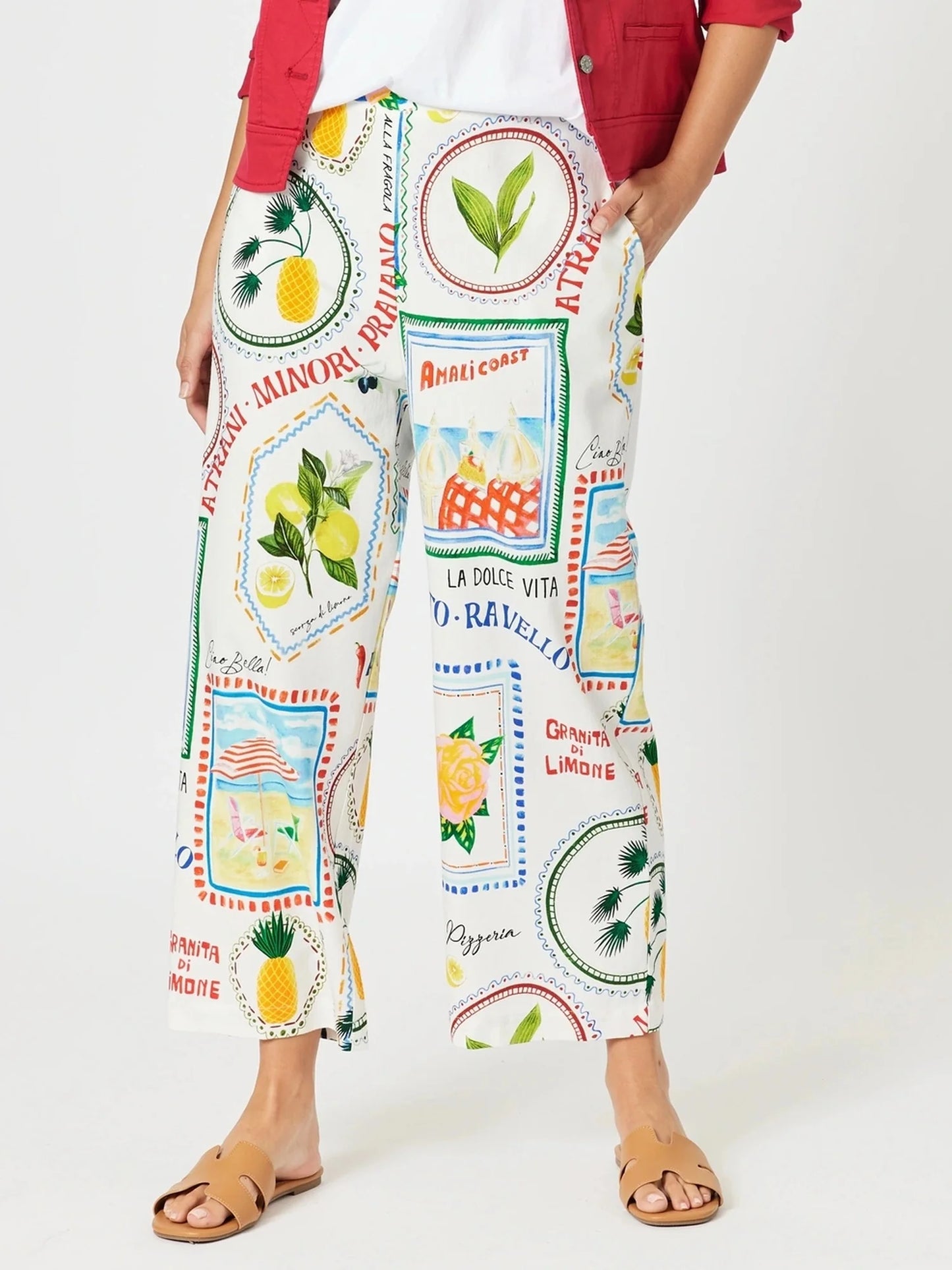 Threadz Amalfi Wide Leg Pant - Blue / Multi