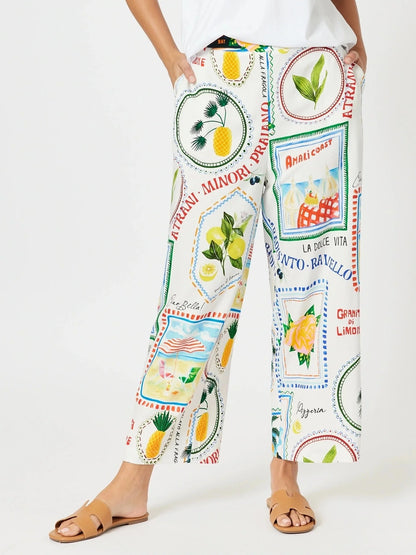 Threadz Amalfi Wide Leg Pant - Blue / Multi