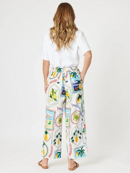 Threadz Amalfi Wide Leg Pant - Blue / Multi