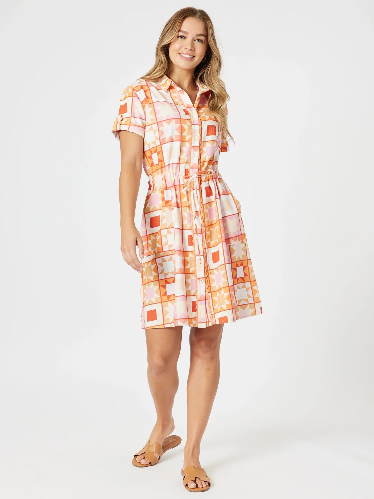 Threadz Corfu Print Dress - Mango Multi
