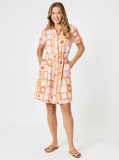 Threadz Corfu Print Dress - Mango Multi