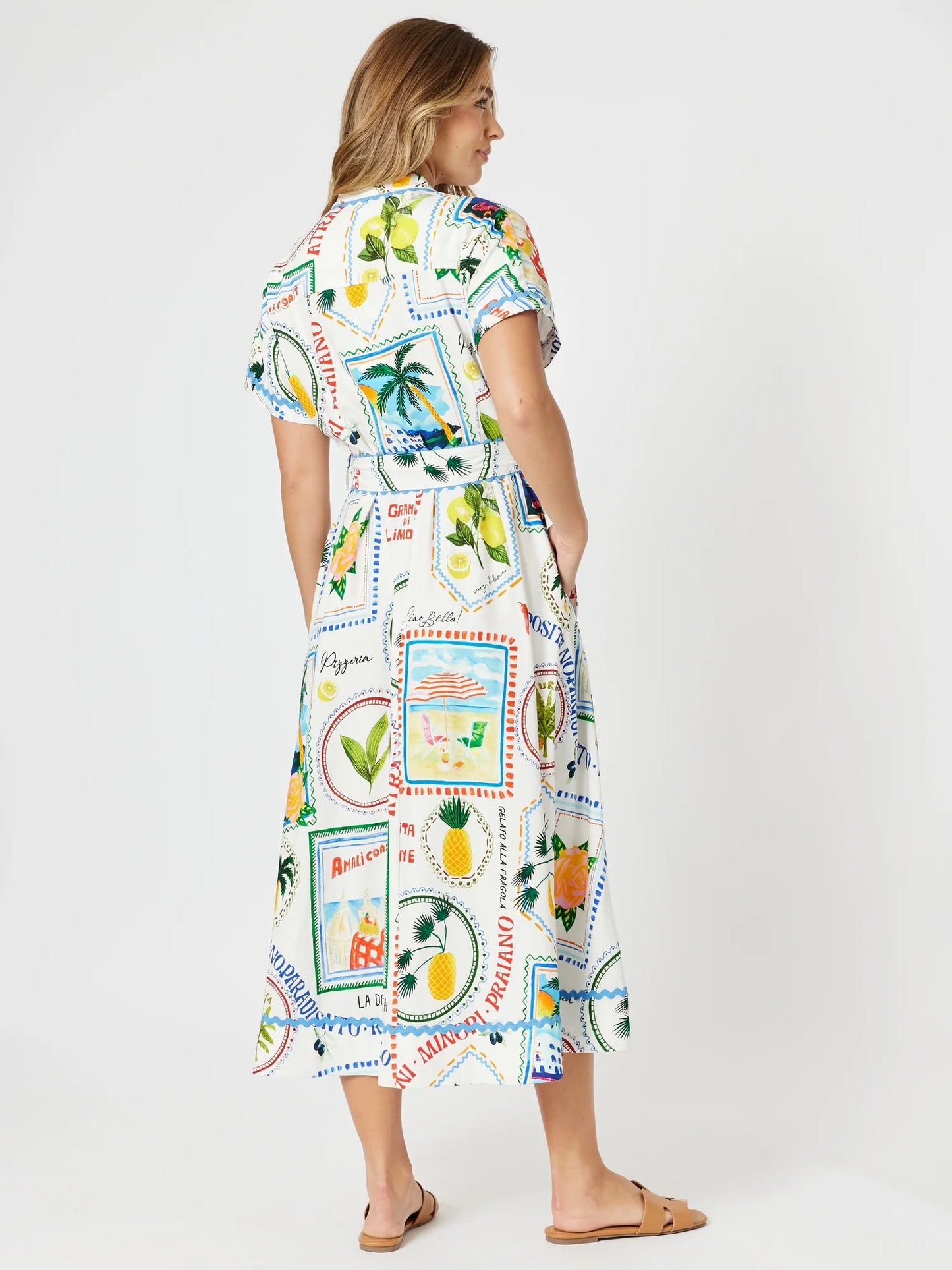 Threadz Amalfi Midi Dress - Blue / Multi