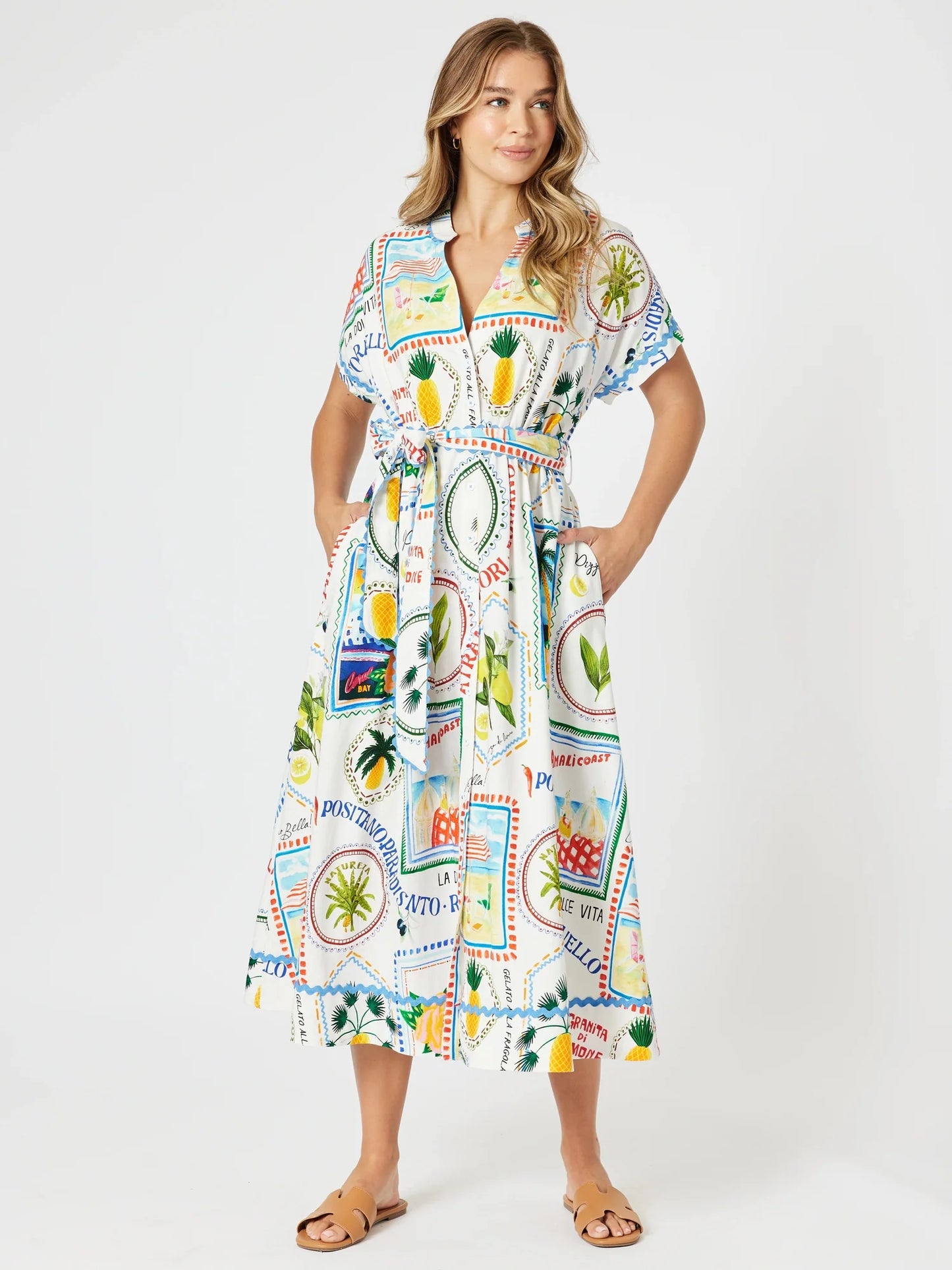 Threadz Amalfi Midi Dress - Blue / Multi
