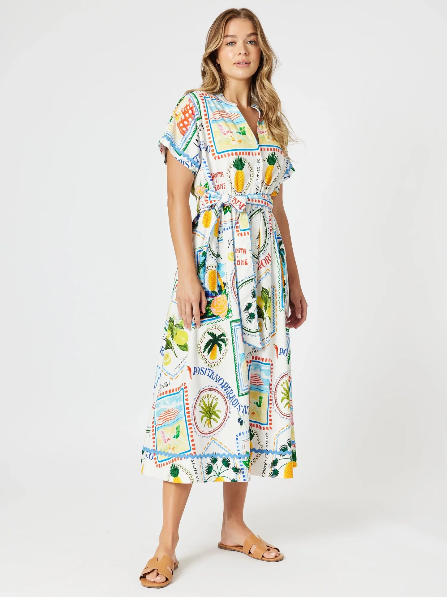 Threadz Amalfi Midi Dress - Blue / Multi