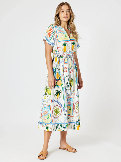 Threadz Amalfi Midi Dress - Blue / Multi