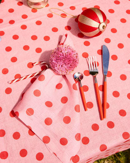 KIP AND CO Polkadot Pink Tablecloth