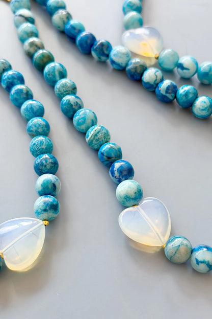 Mosk Melbourne Blue Crazy  Lace Agate Necklace