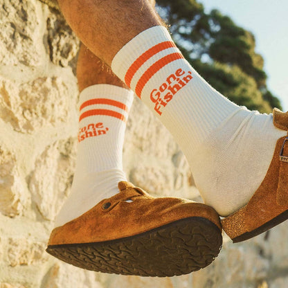 Skwosh Gone Fishin` Socks in Red Stripe: Red Stripe / 6-10