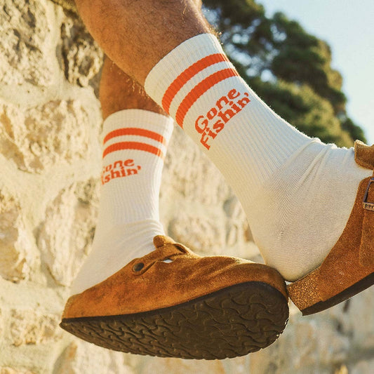 Skwosh Gone Fishin` Socks in Red Stripe: Red Stripe / 6-10