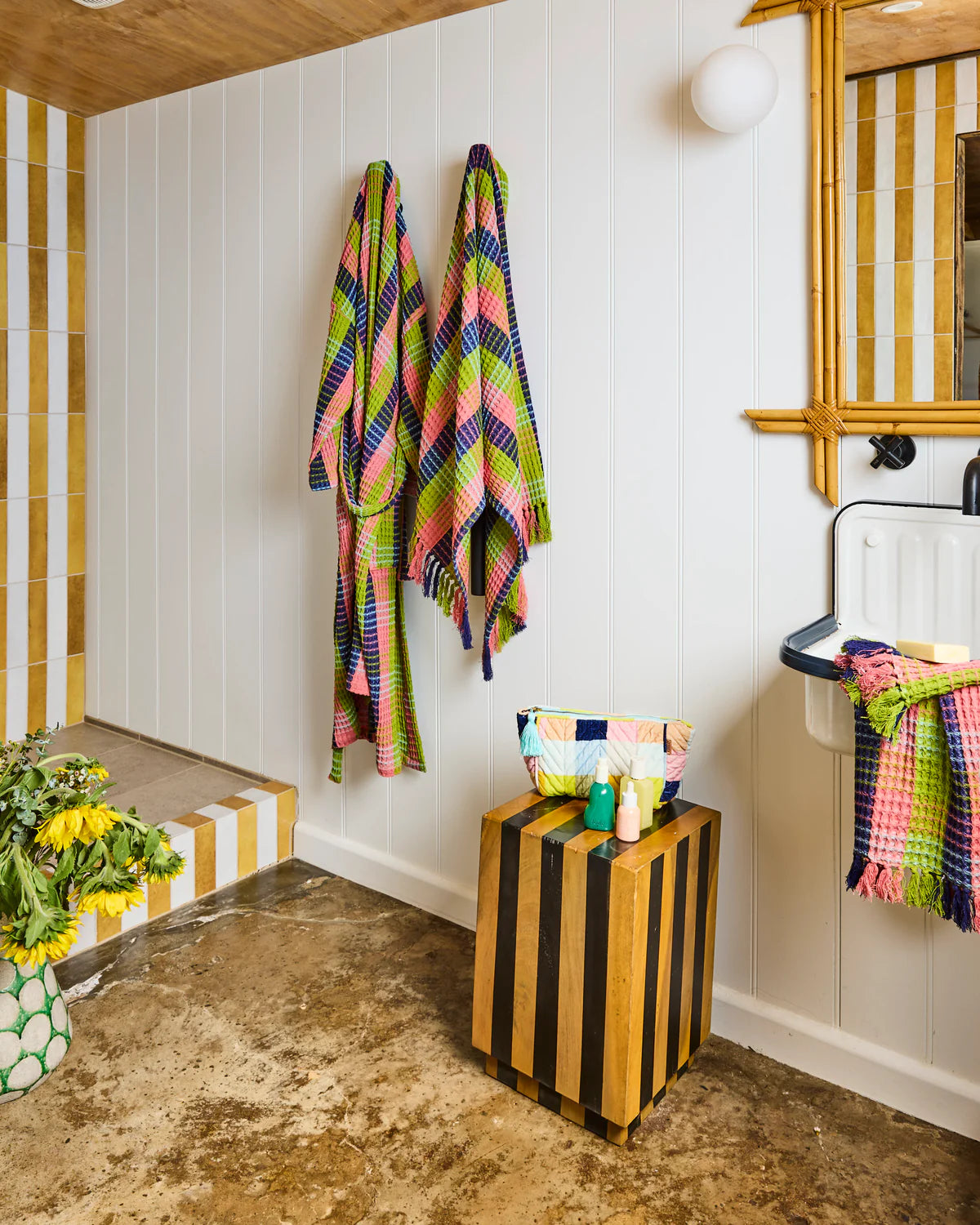 Kip and Co Florida Tartan Velvet Toiletry Bag