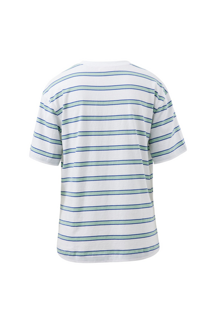 Ceres Life Stevie Slouchy Tee- White/Seafoam stripe