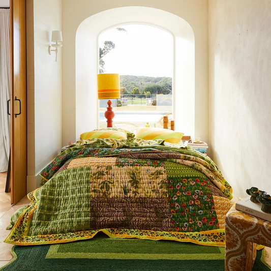 Sage & Clare Clarice Patchwork Bedcover - Key Lime