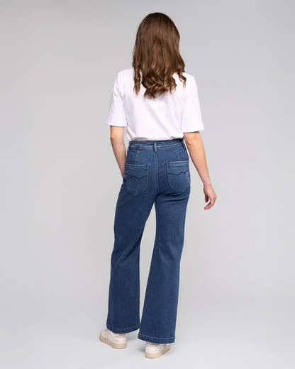 full-length wide leg jean in Brushed Indigo