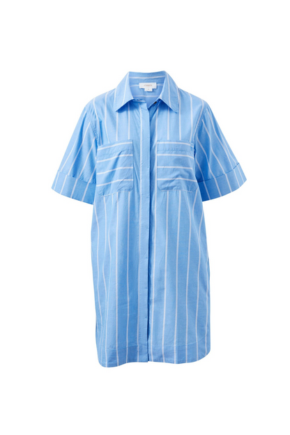 Ceres Life Sara Mini Shirt Dress -Oxford Blue / White Stripe