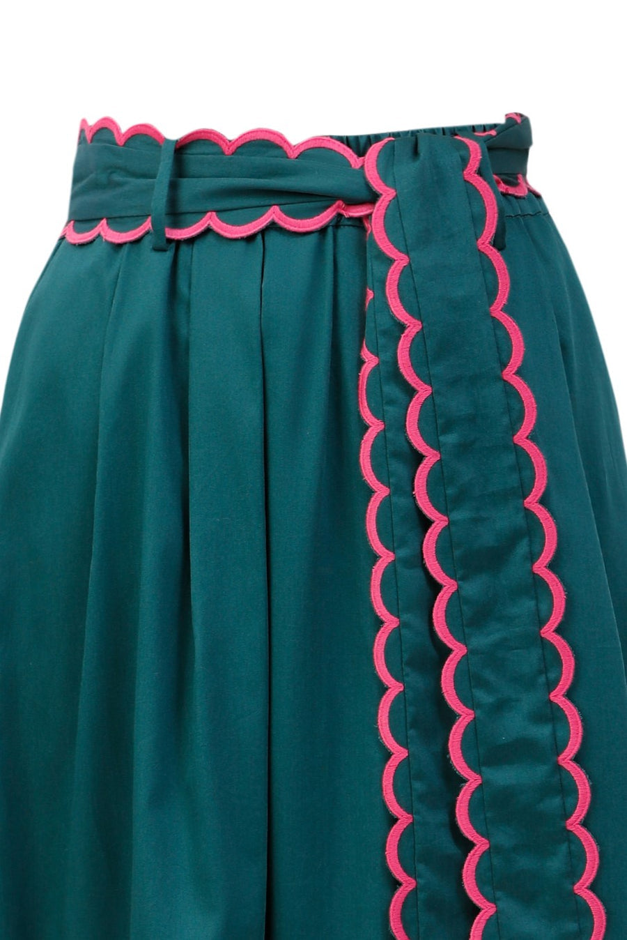 Emily Lovelock Maya Embroidered Skirt Dark Moss