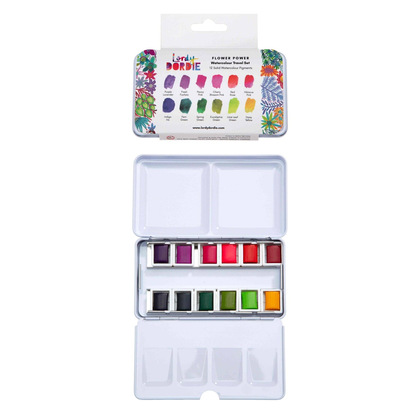 Lordy Dordie "Flower Power" Watercolour Travel Paint Set
