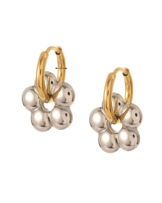 Greenwood Designs Fleur Hoop Earrings with Silver Flower Bead