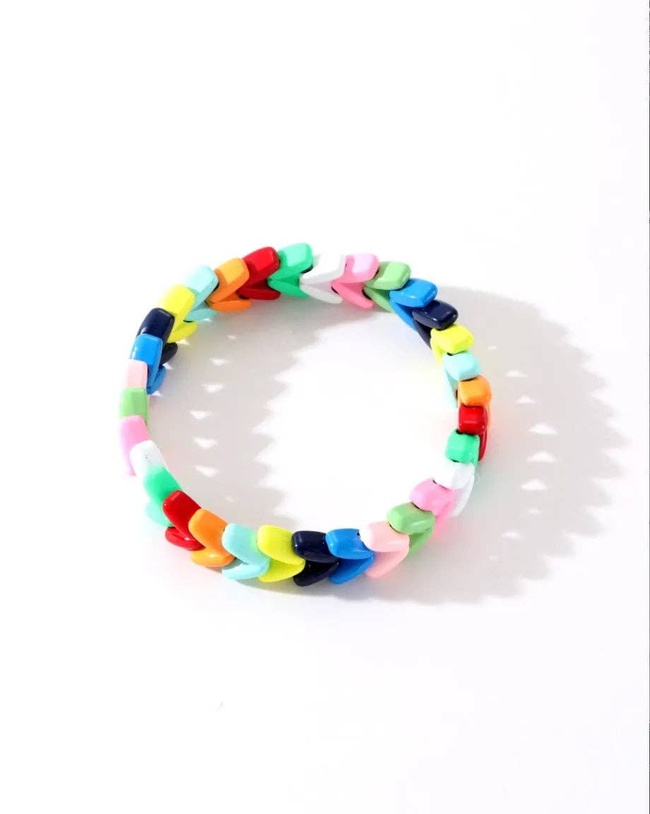 Colourful Enamel Stacking Bracelet Collection in Gold & Silver: Pearl Pop Gold