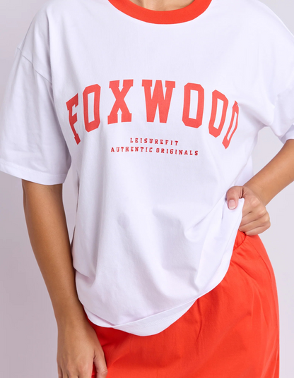 Foxwood Intention Contrast Tee - White/Grenadine