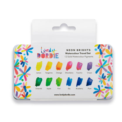 Lordy Dordie Neon Brights Watercolour Travel Palette Set