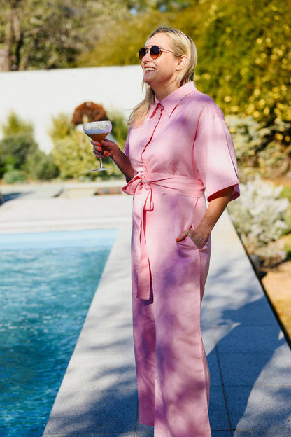 SAVVI Golden Hour Jumpsuit | Pale Pink Linen Jumpsuit | SAVVI the label
