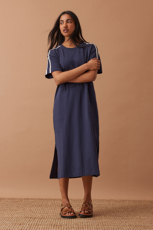 Ceres Life Charlotte Midi Terry Dress Navy