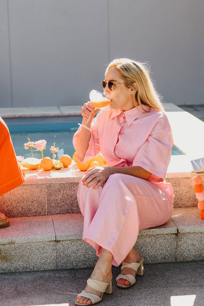 SAVVI Golden Hour Jumpsuit | Pale Pink Linen Jumpsuit | SAVVI the label