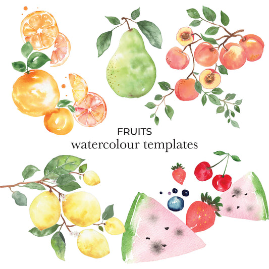 Ellen Walsh Watercolour Templates - Fruits