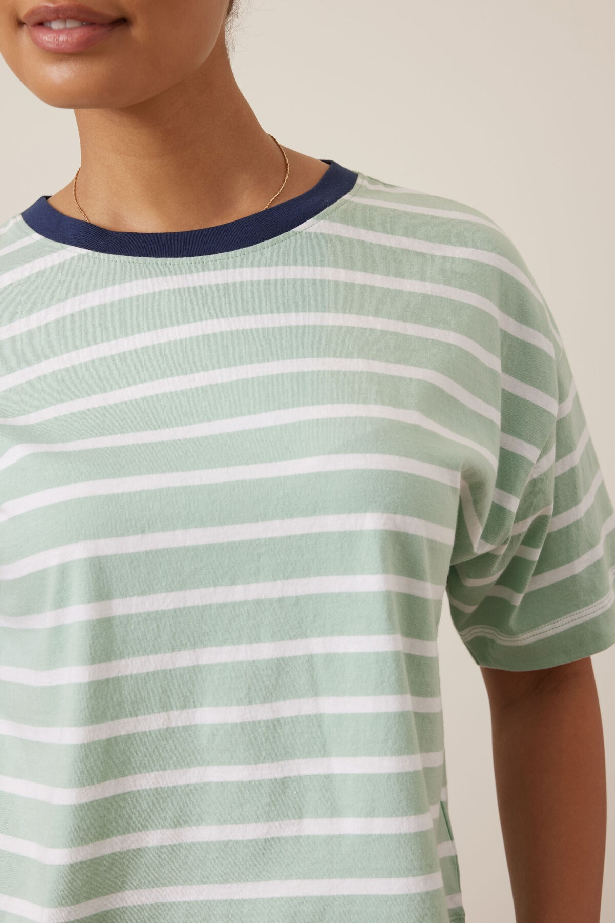 Ceres Life Brea Boxy Tee - Seafoam/White stripe