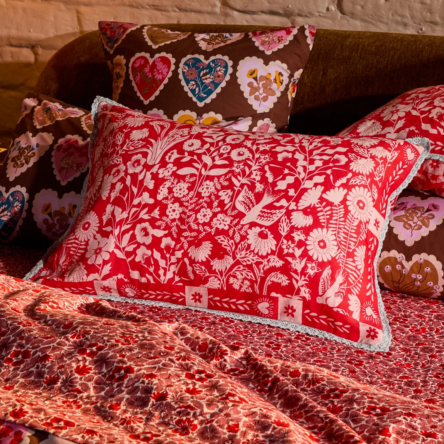 Sage & Clare Indiana Linen Pillowcase Set - Poppy