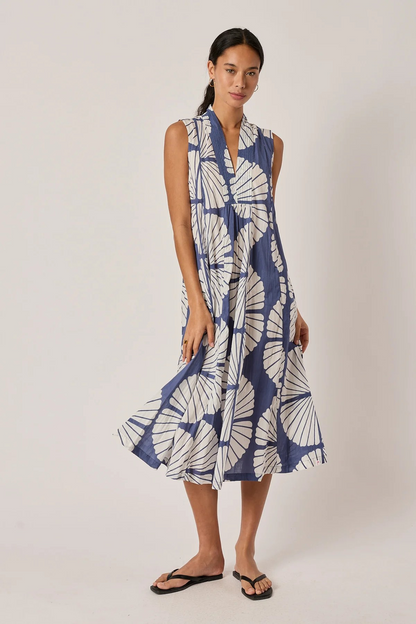 Ibisa Kayce Sleeveless Floral Midi Dress in Navy | Sterling Belle