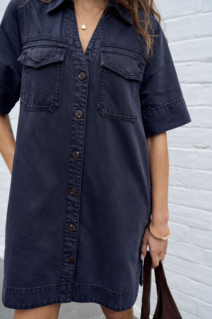 Ceres Life Bonnie Relaxed Shirt Dress - Washed Black