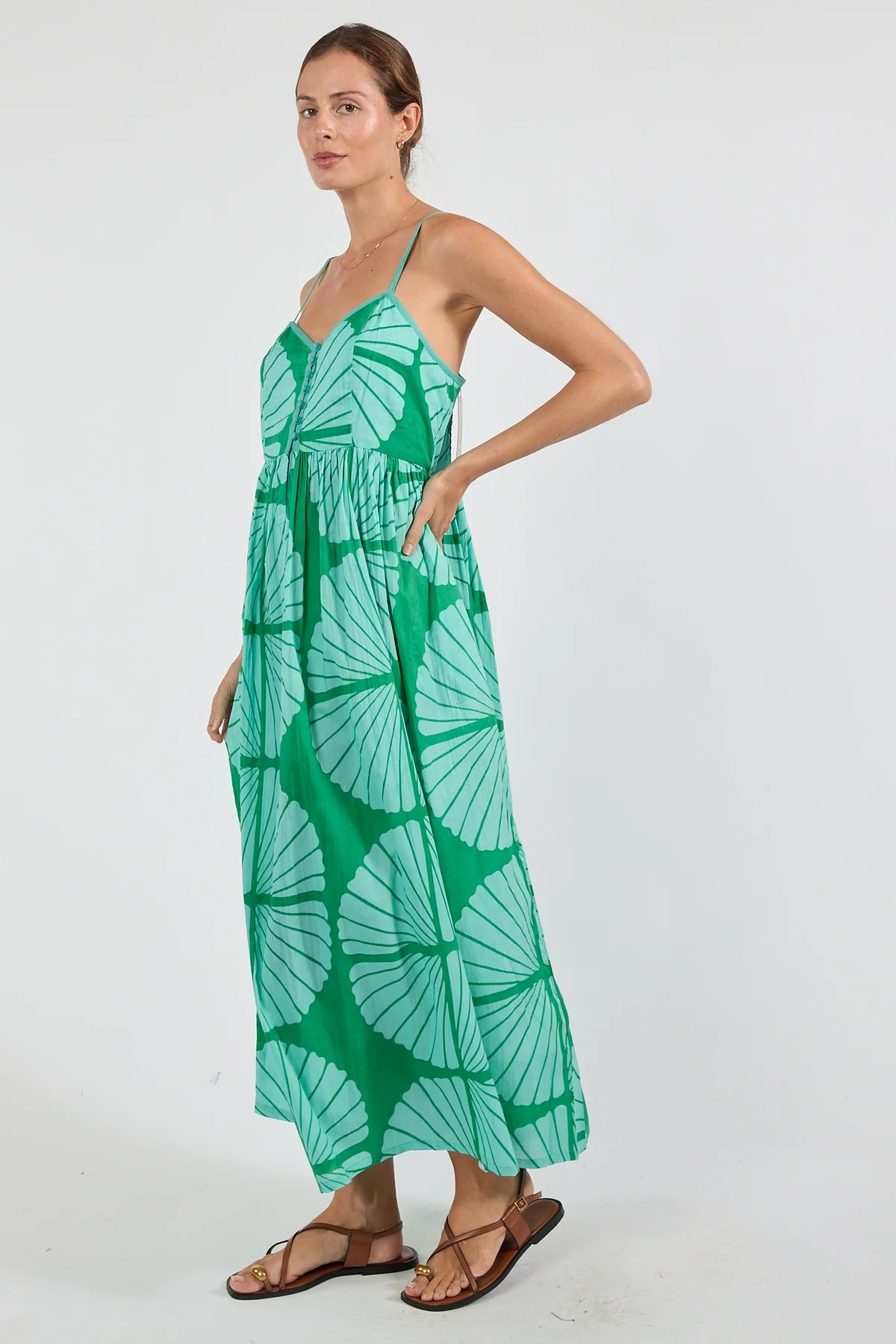 Cotton Fitted Bodice Maxi Sundress with Adjustable Straps