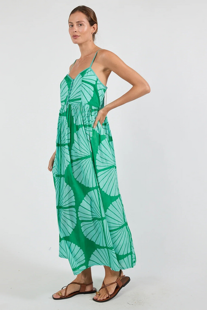 Cotton Fitted Bodice Maxi Sundress with Adjustable Straps