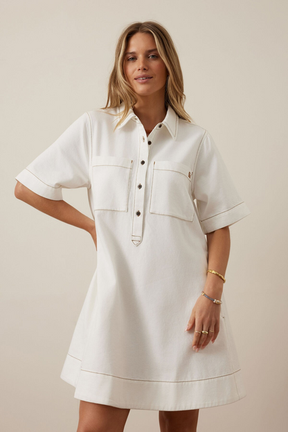 white denim mini summer dress | Ceres Life