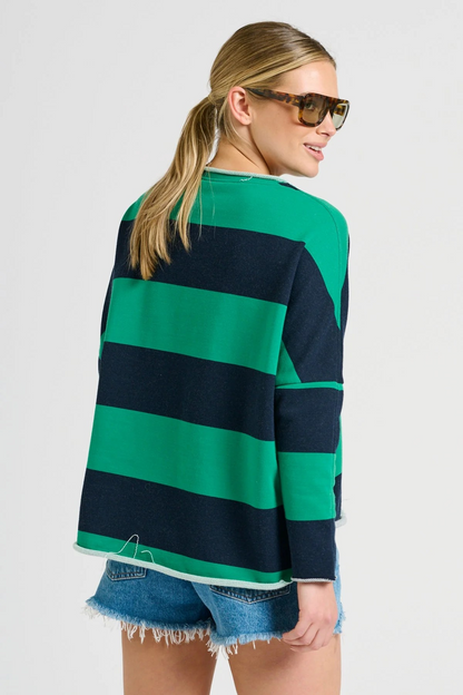 Shirt X EST Raw LET THEM Long Sleeve Sweatshirt - Green & Navy Stripe