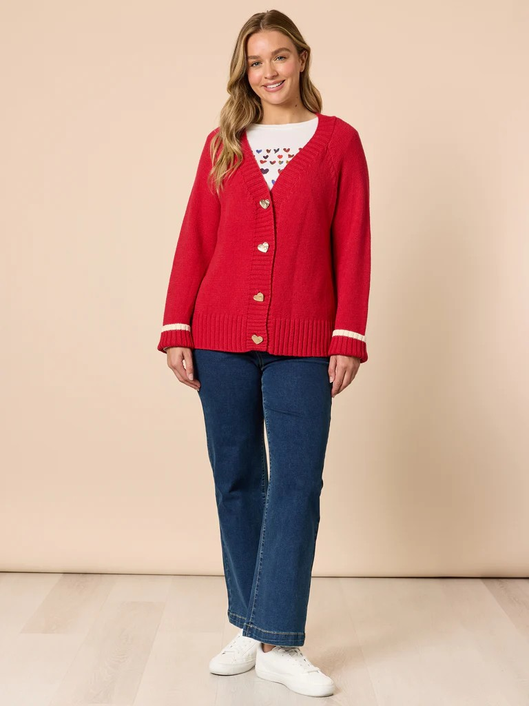 Threadz Back to Love knit Cardi - Red