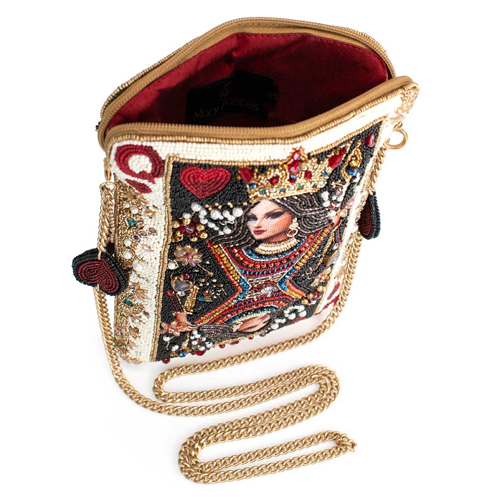 The Queen Beaded Queen Playing Card Mini Crossbody Clutch