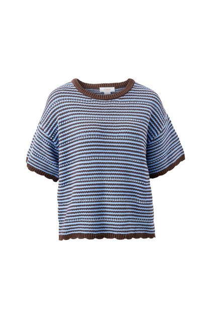 Ceres Life Nina Boxy Knit Tee - Brunette Sky / Blue Stripe