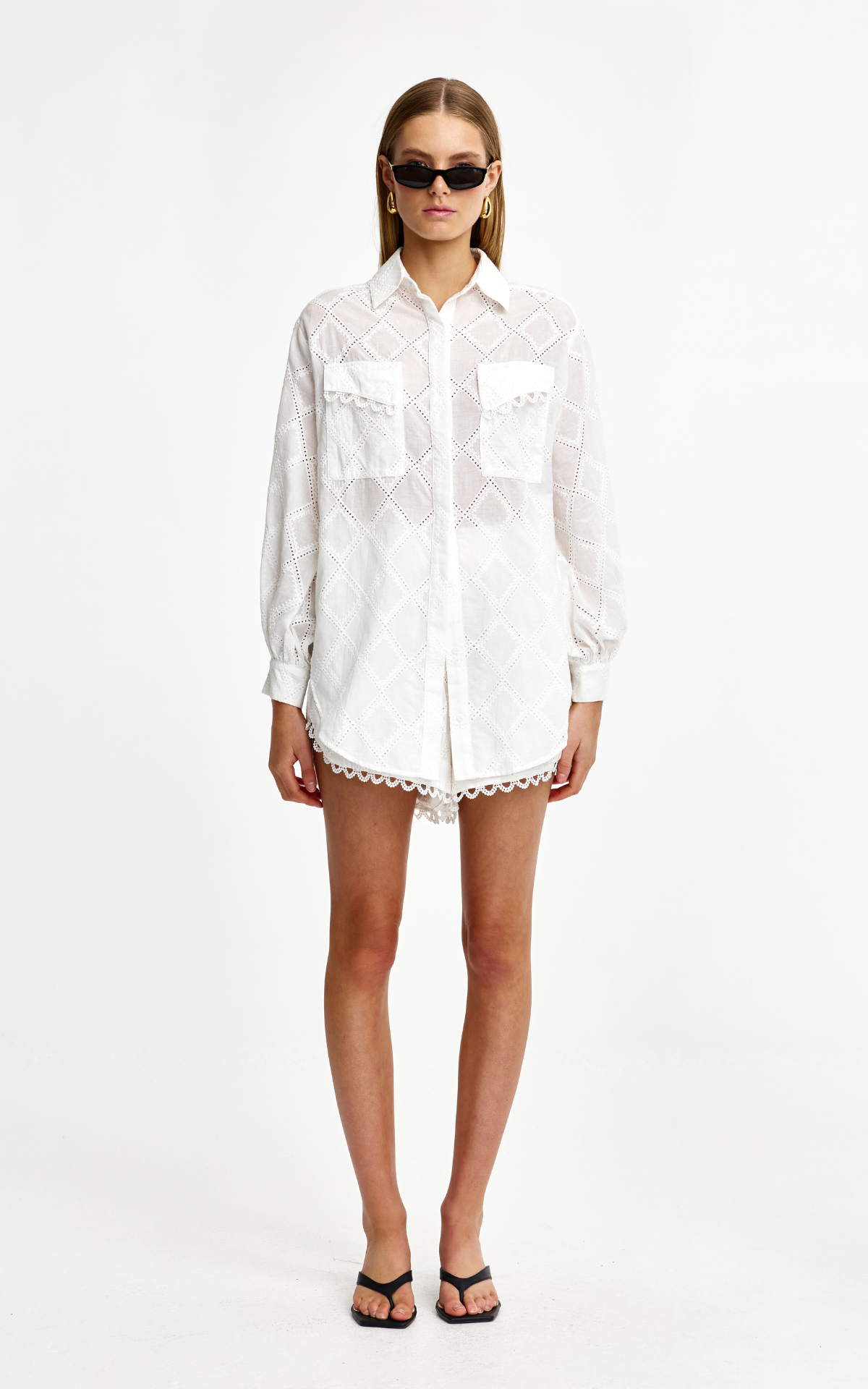Kinny LAUREL DIAMOND LACE SHIRT - IVORY