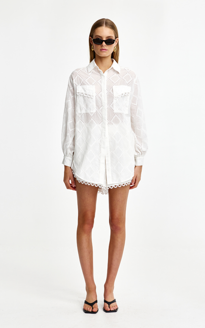 Kinny LAUREL DIAMOND LACE SHIRT - IVORY
